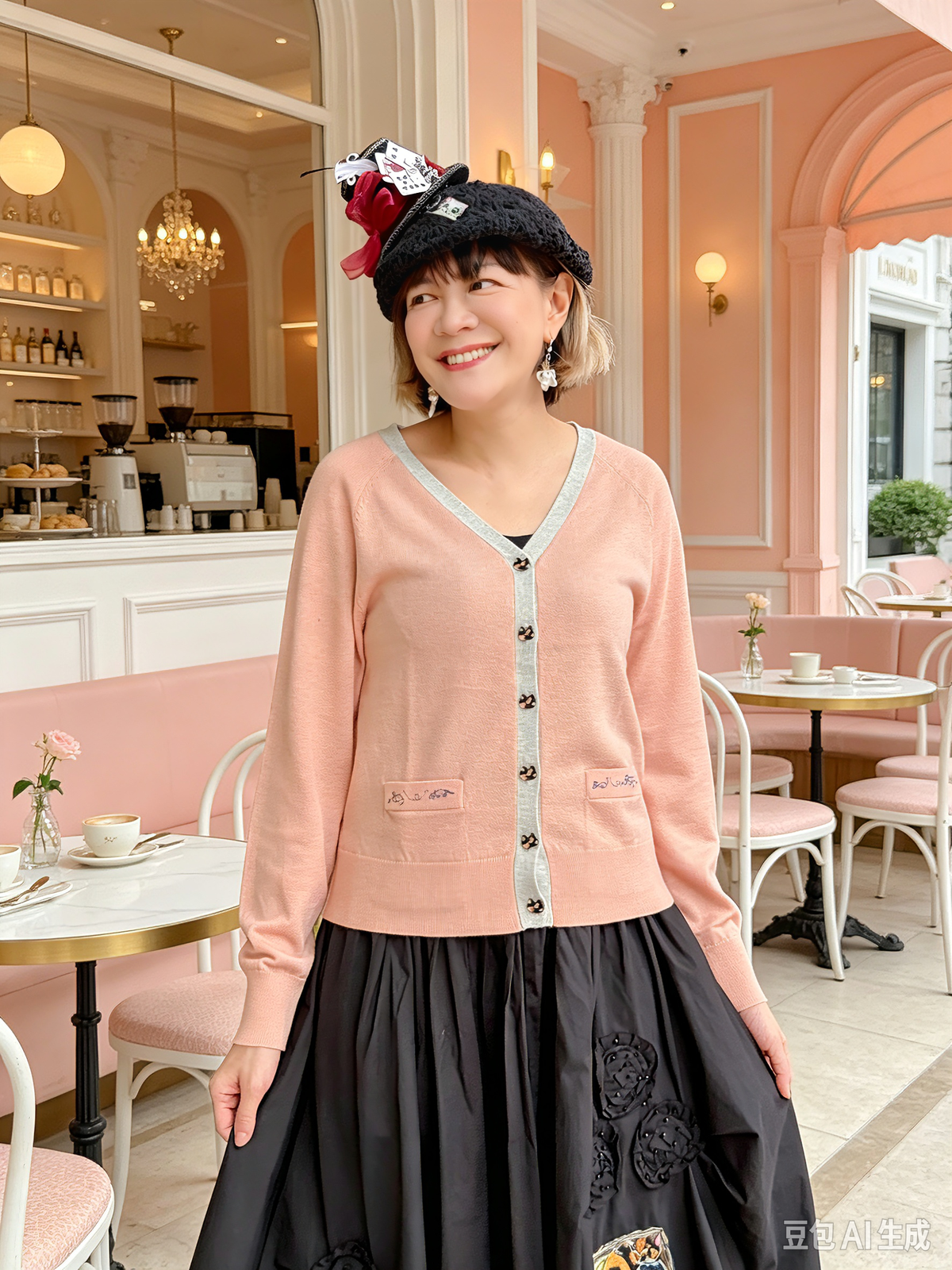 Lace and contrast trim cardigan