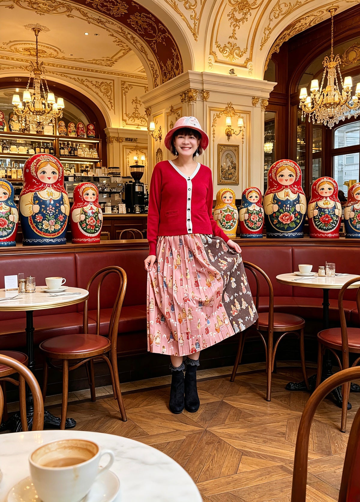 Russian doll girl duo color skirt