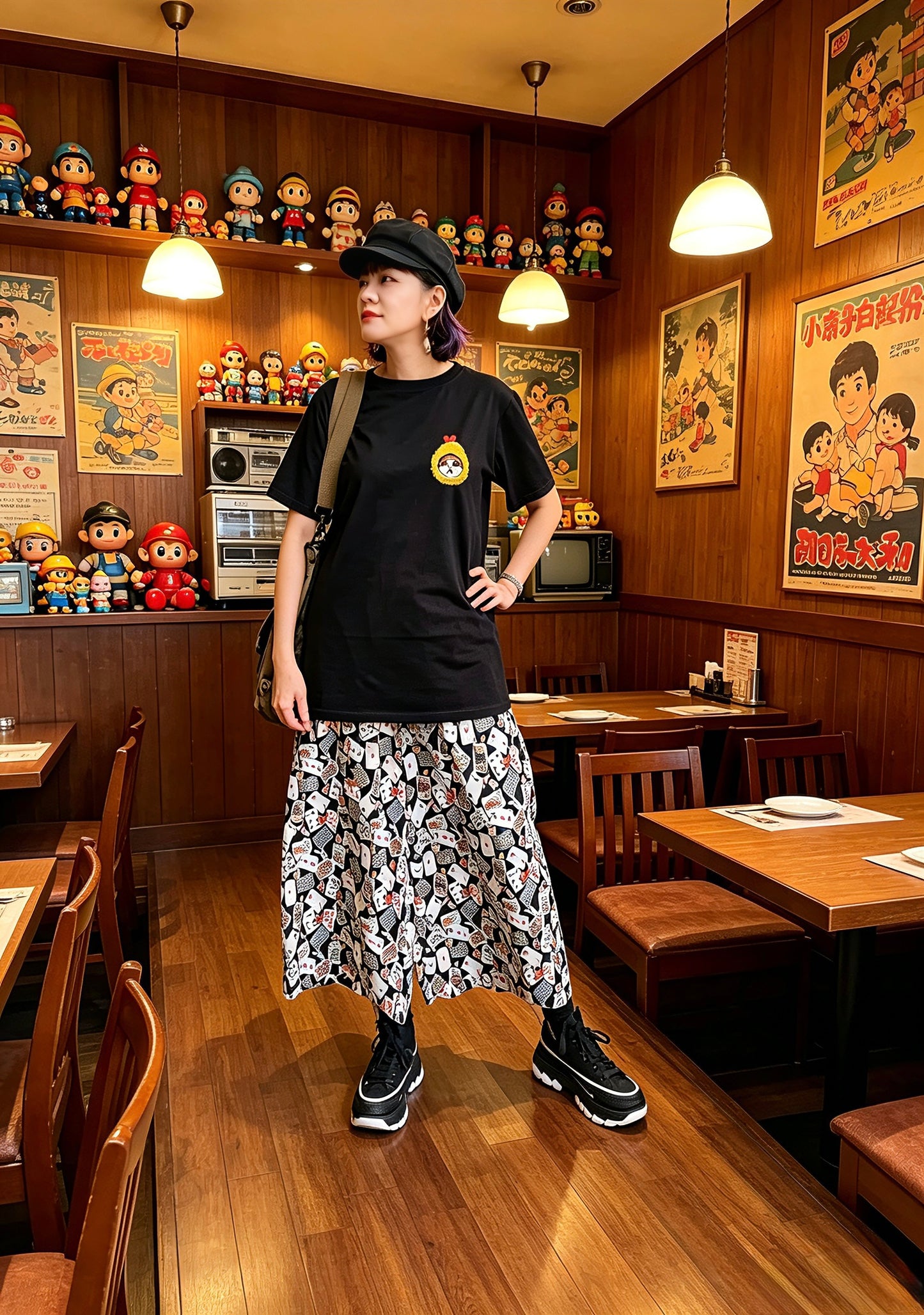 Tempura cat hand embroidery tee