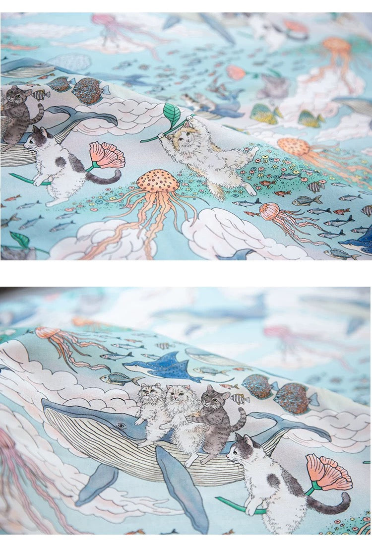 Cat in the ocean top/ shirt / cardigan