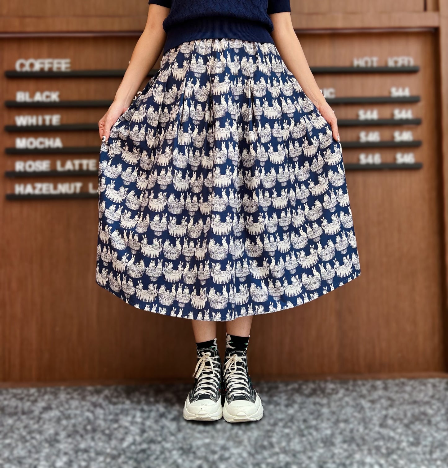 Animal afternoon tea midi skirt