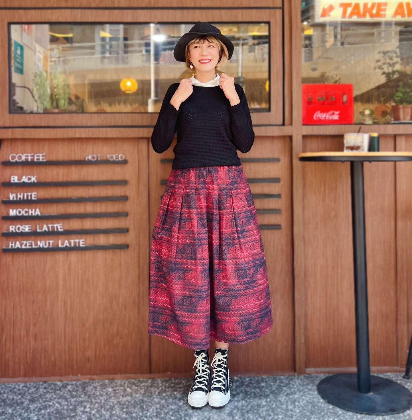 Printed winter stitch midi skirt