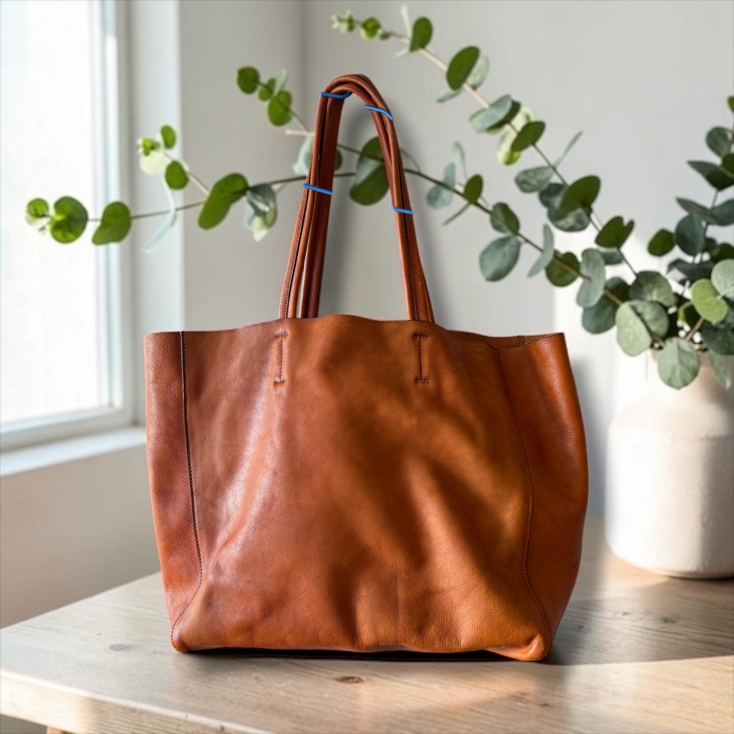 Cowboy cat hand painted leather bag