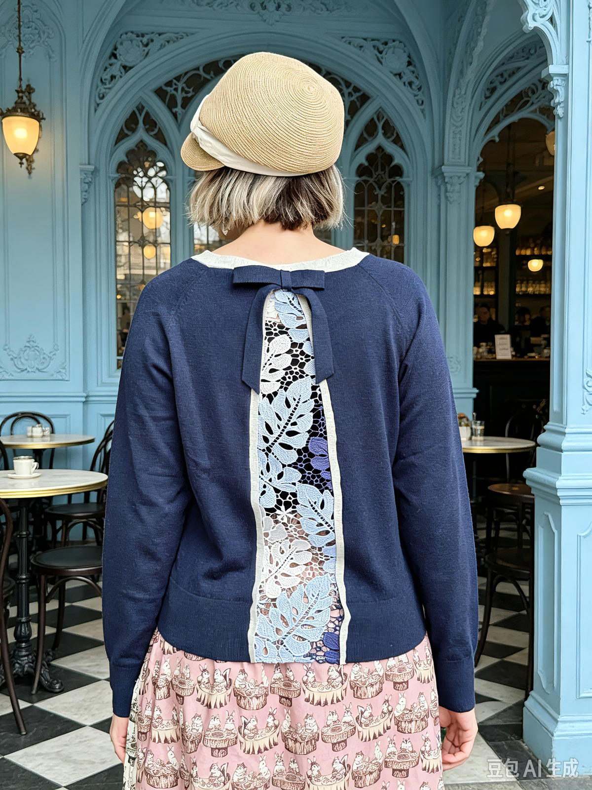 Lace and contrast trim cardigan