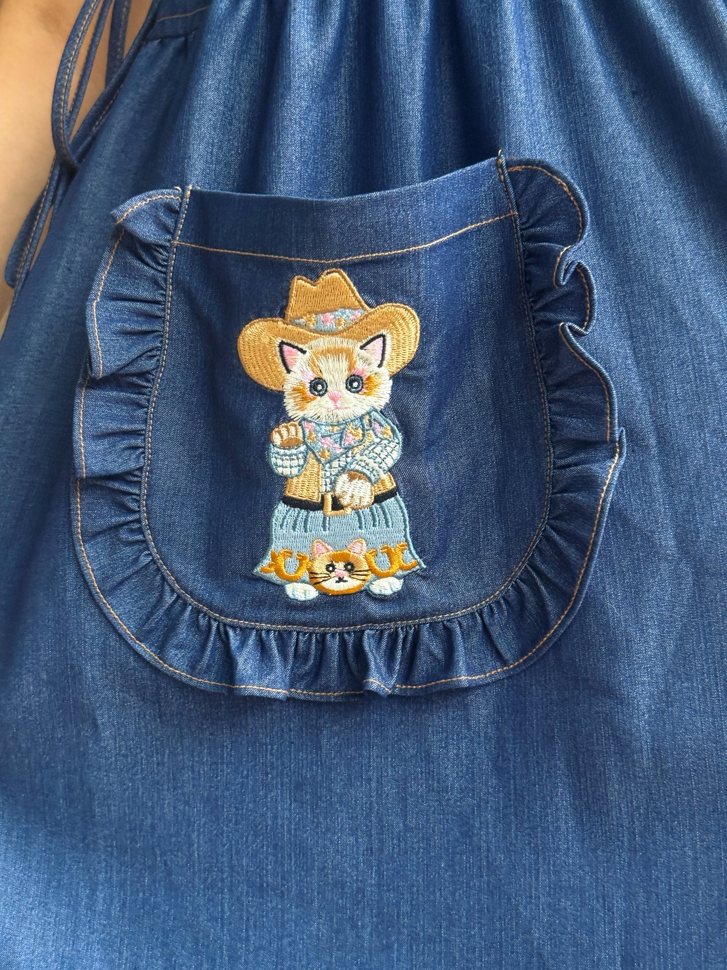 Cowboy cat denim one piece