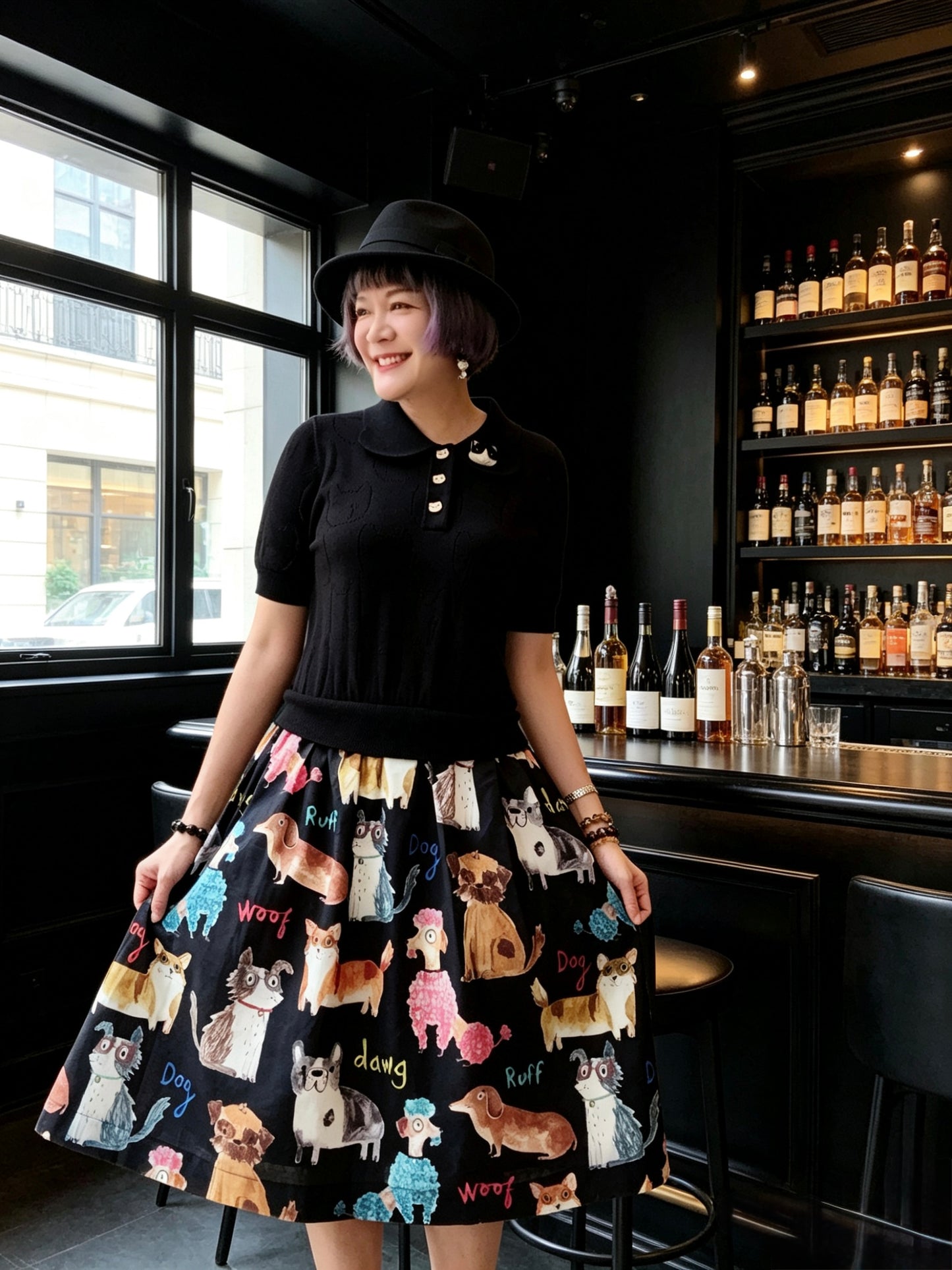 Pointelle Knit and Japanese pattern one piece
