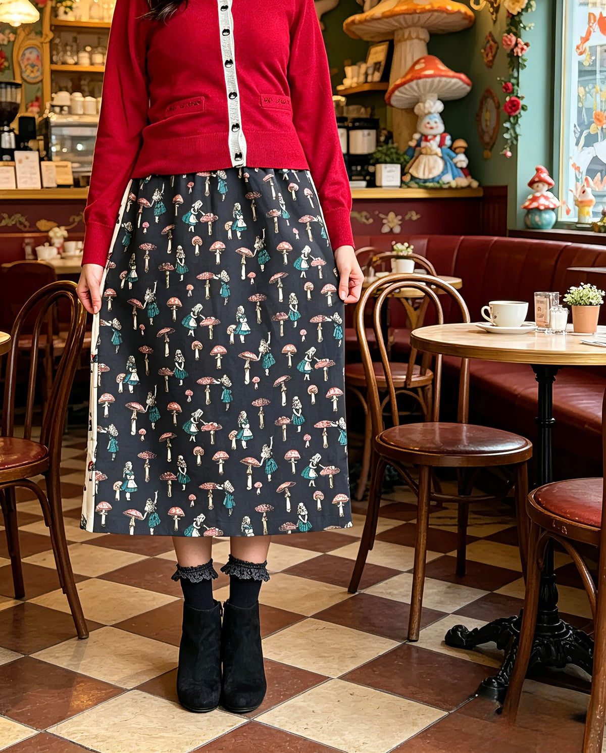 Alice and mushroom duo color skirt