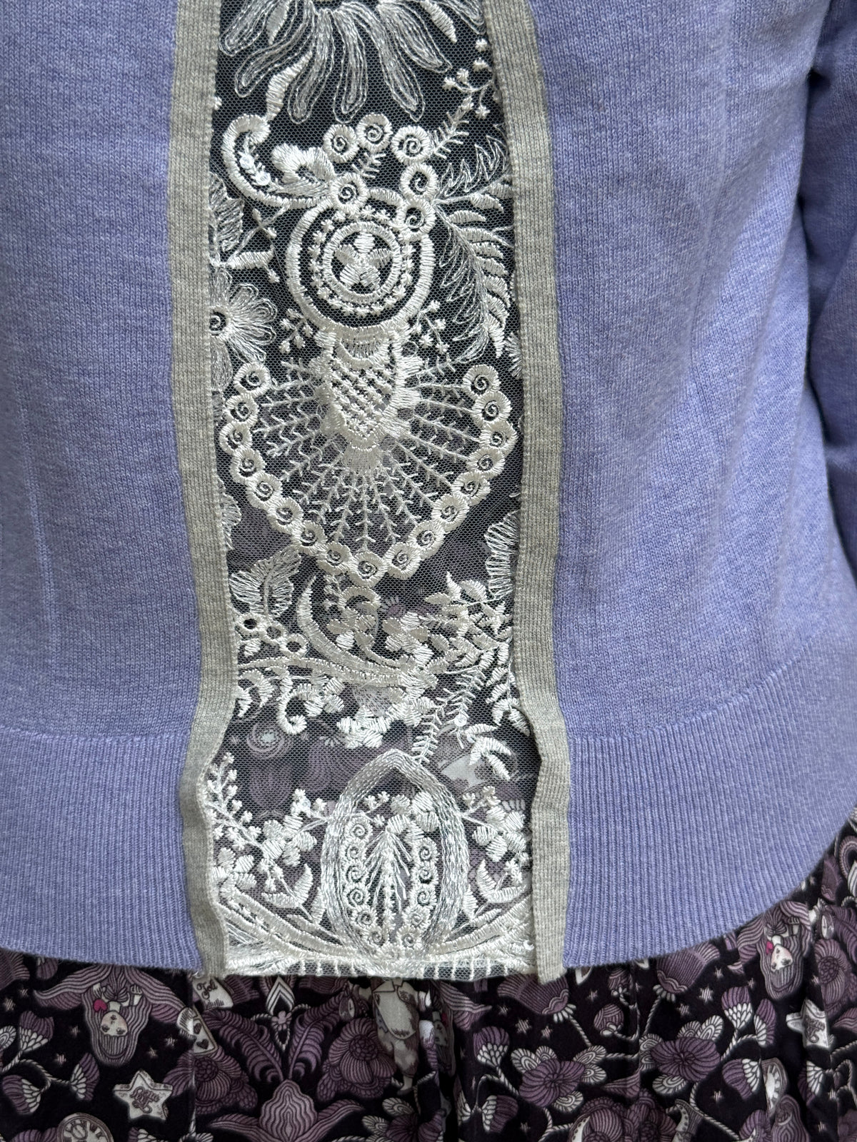 Lace and contrast trim cardigan