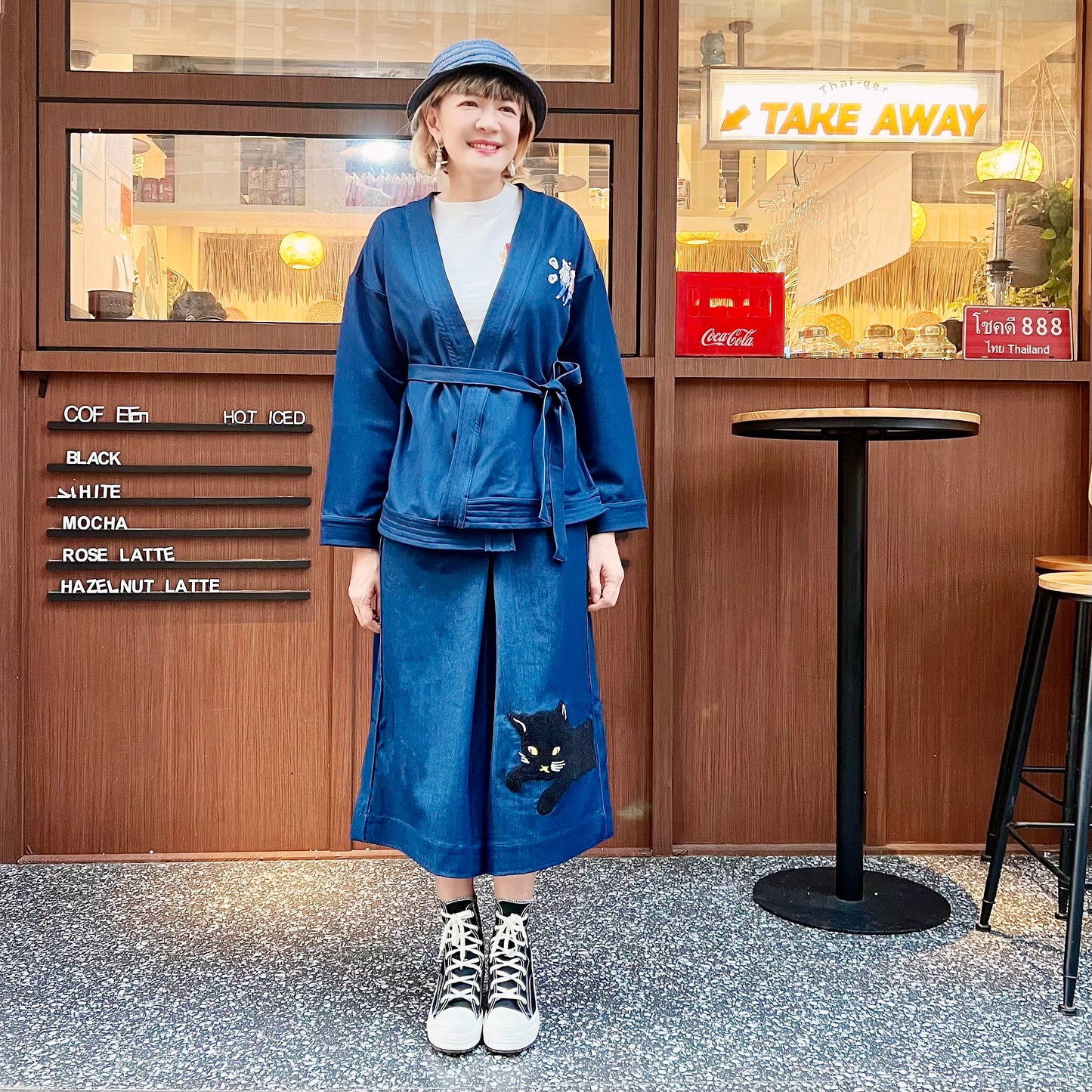 Cat embroidery Kimono jacket