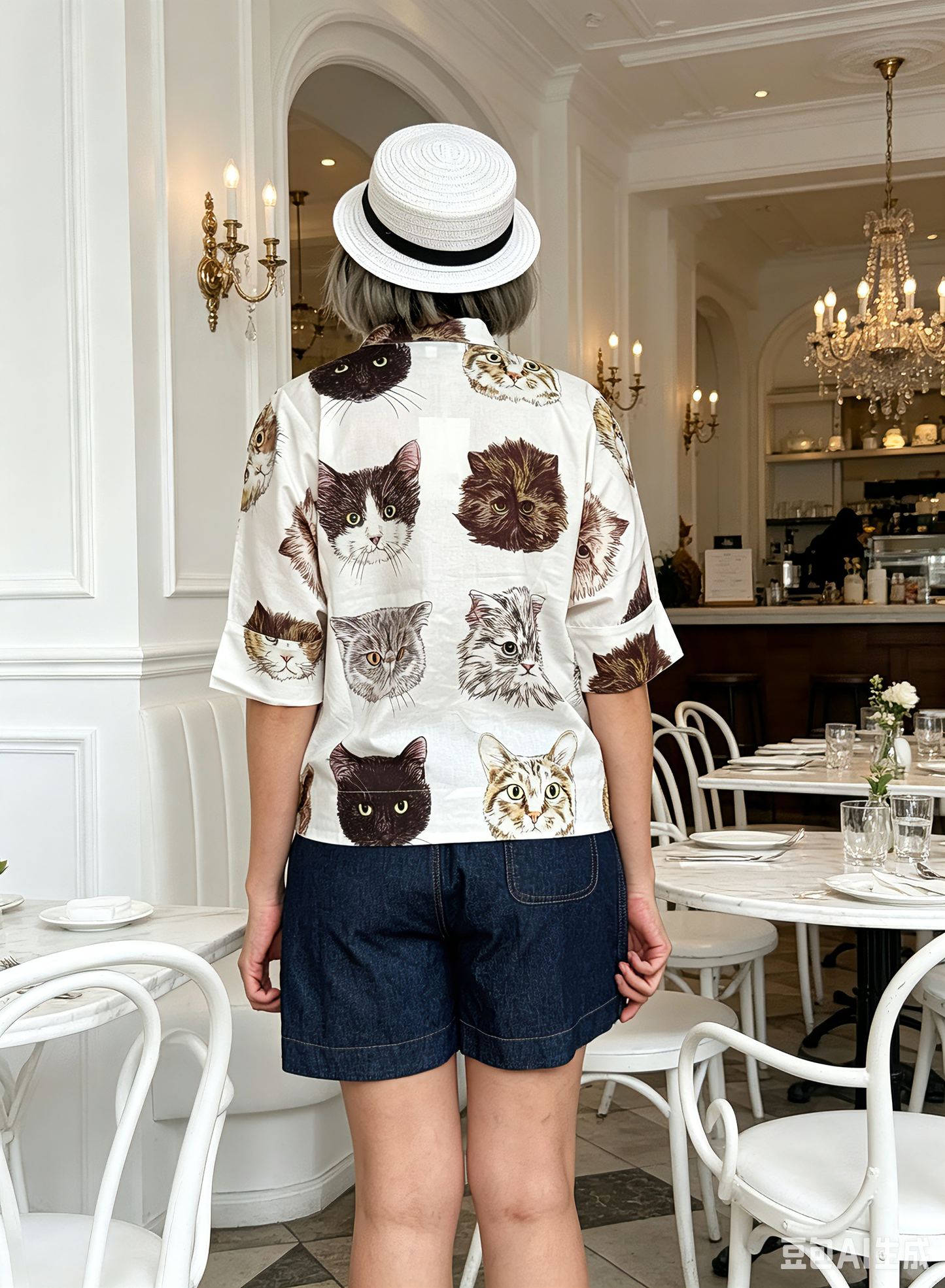 Happy cats pattern top/ shirt/ cardigan