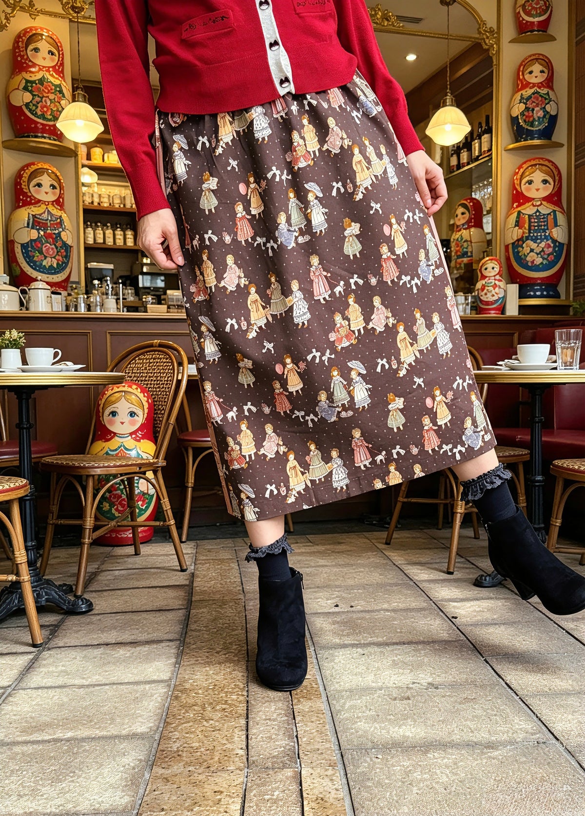 Russian doll girl duo color skirt
