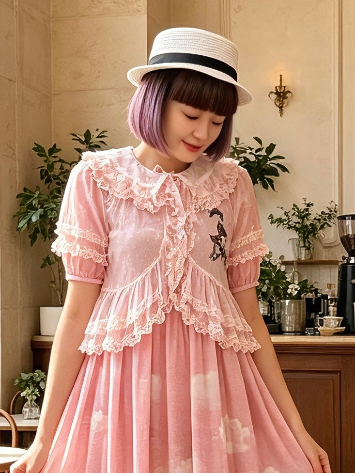 Hand embroidery cat Lolita cardigan