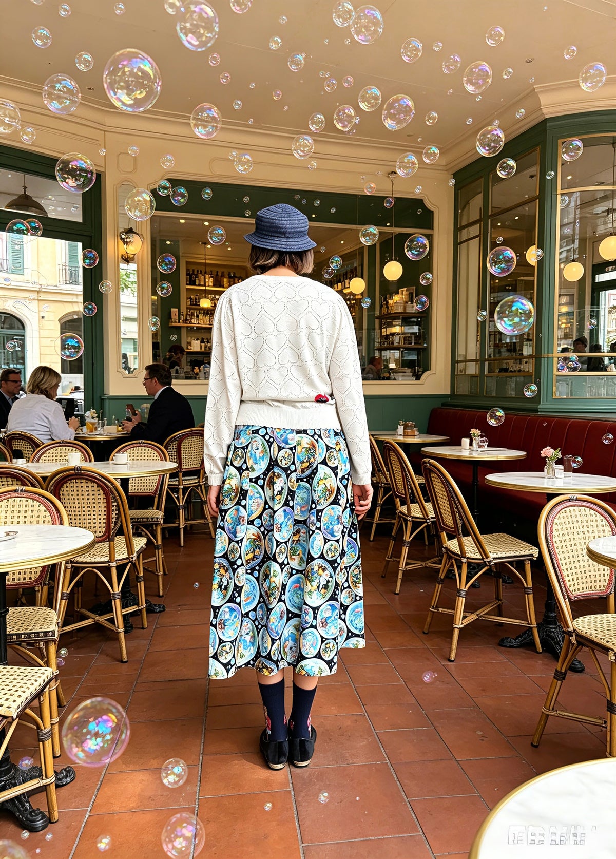 Bubble  cats midi skirt