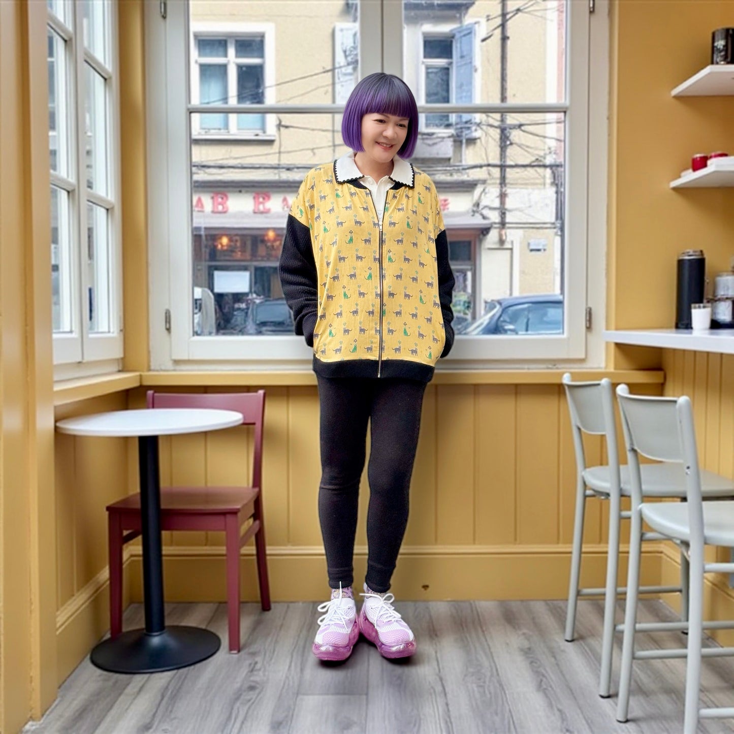 Cats and strawberry pattern spring cardigan