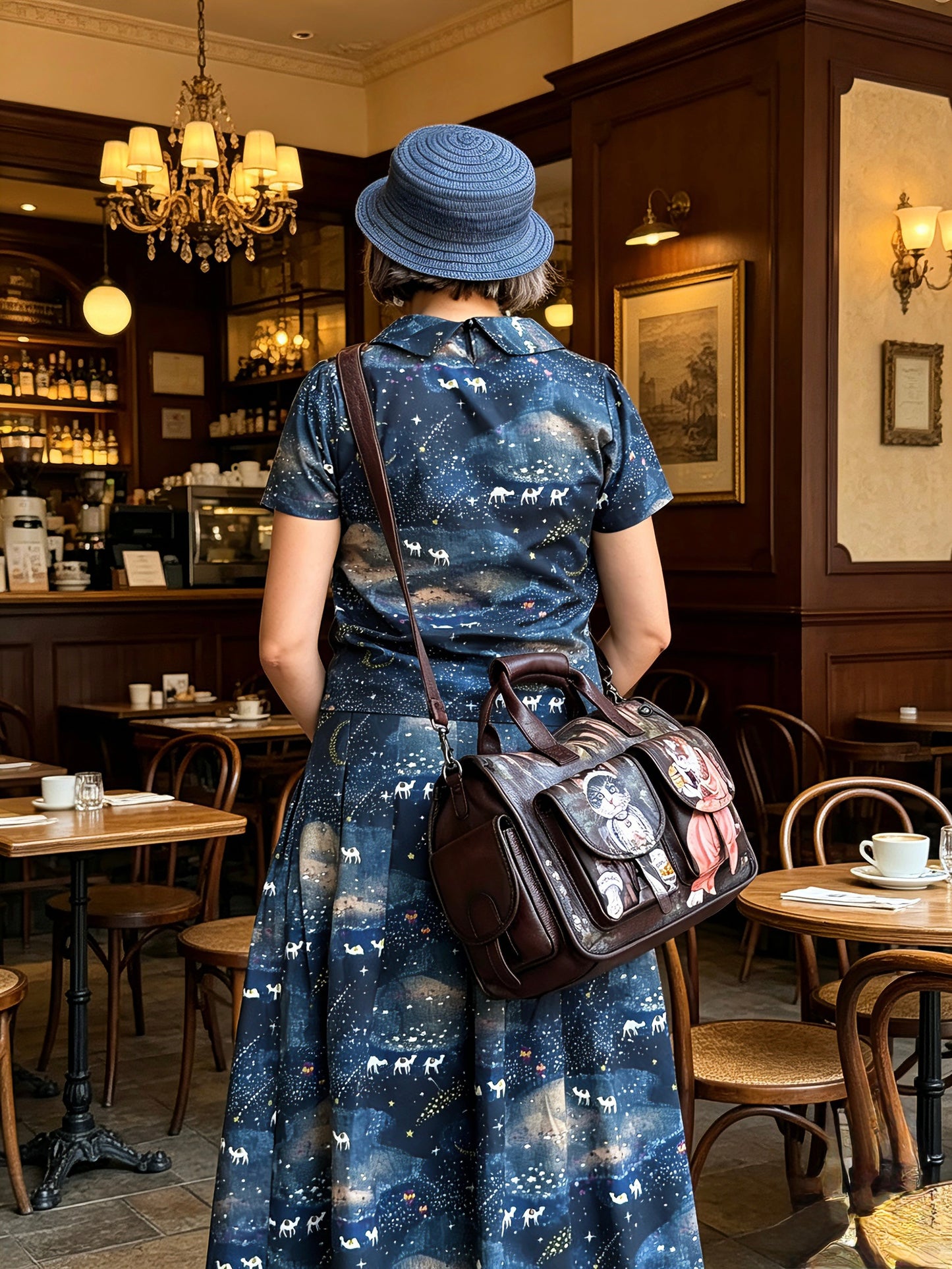 Cats in the forest leather bag