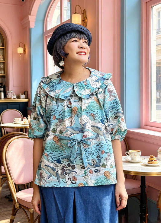 Cats in the ocean dolly neck top