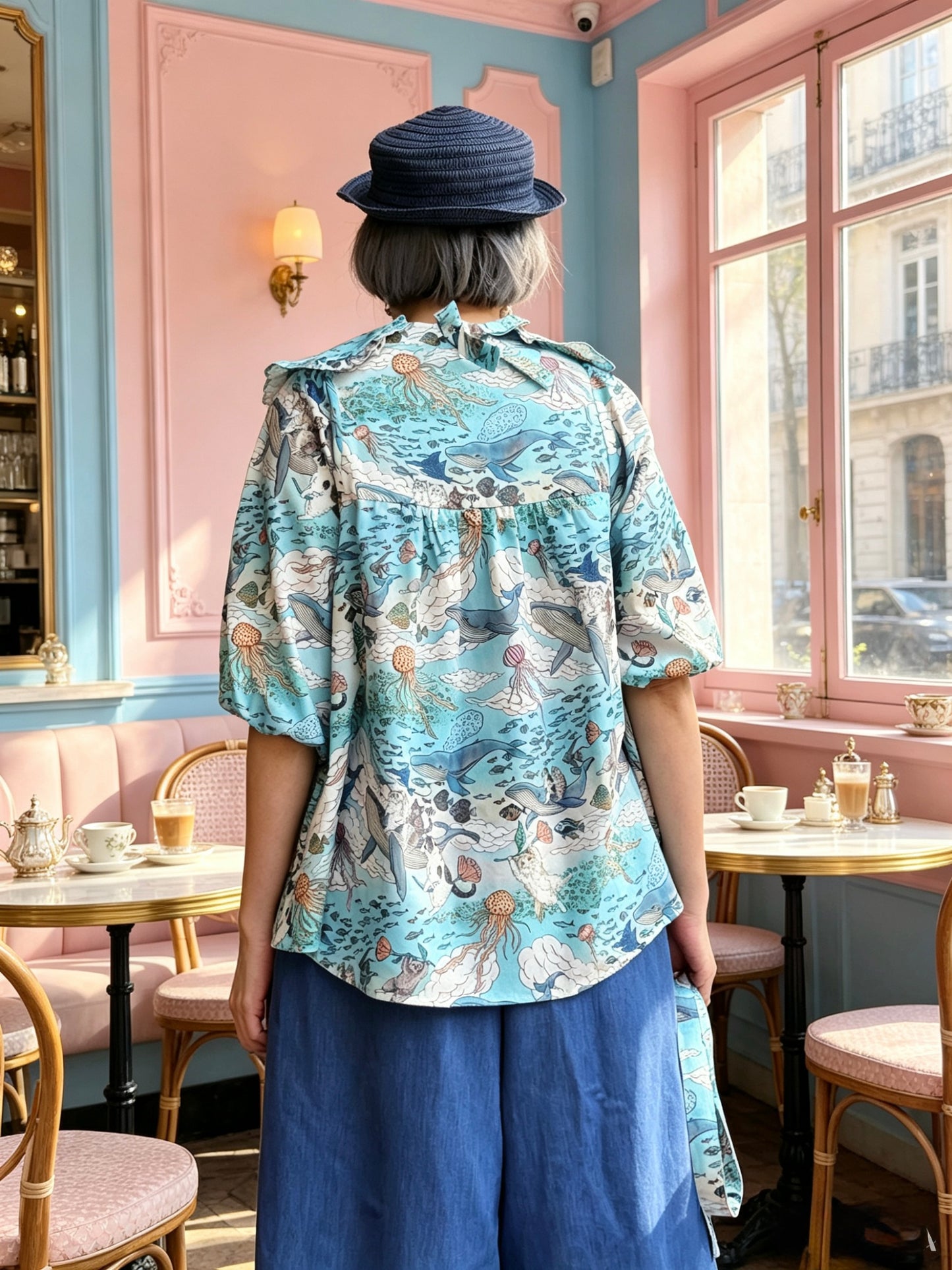 Cats in the ocean dolly neck top