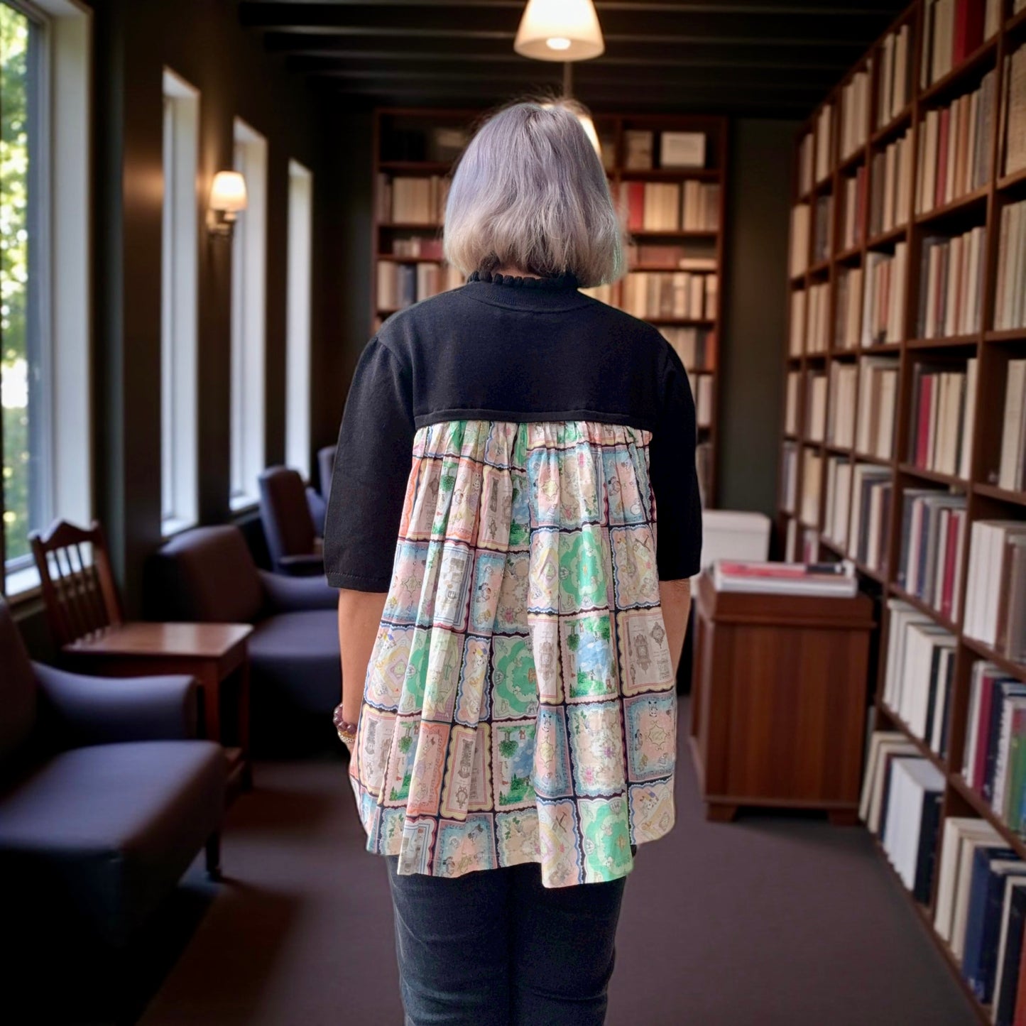 3D cutting knit + fabric top