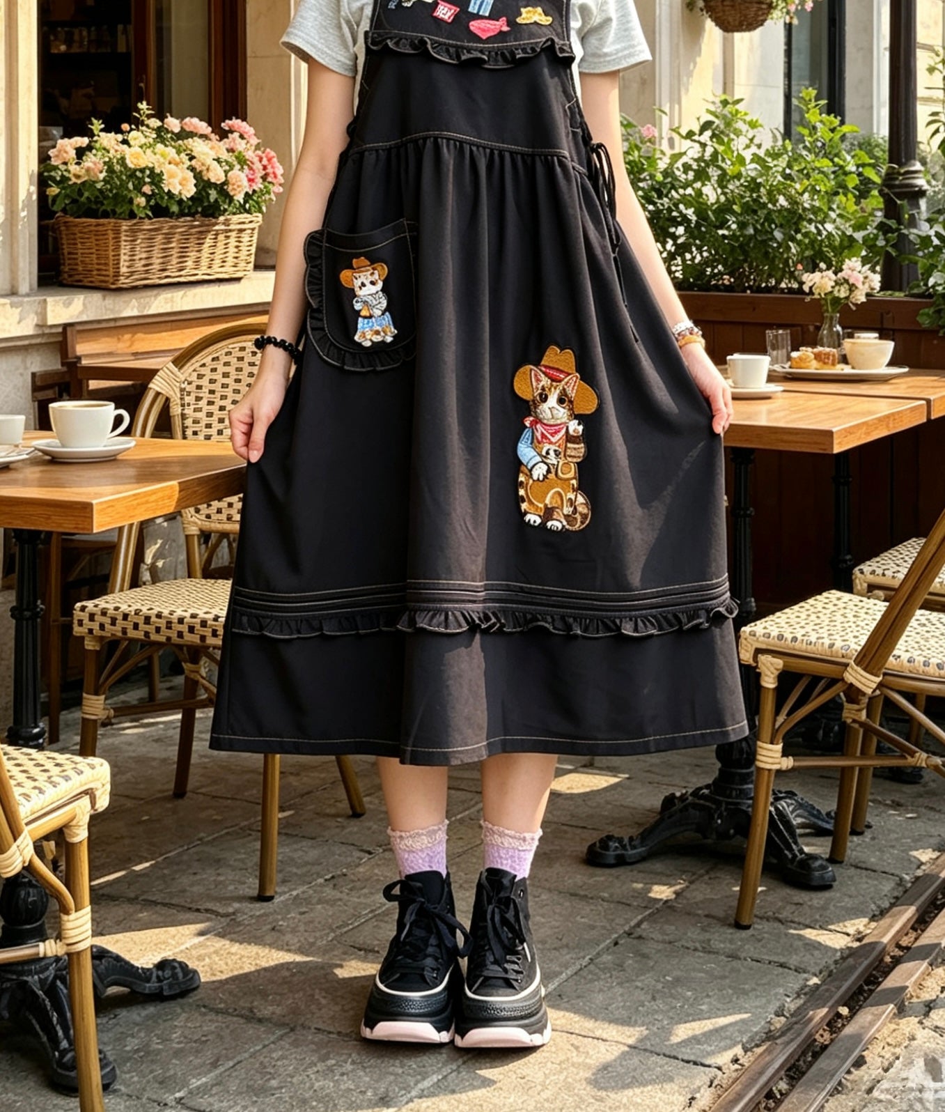 Cowboy cat denim one piece