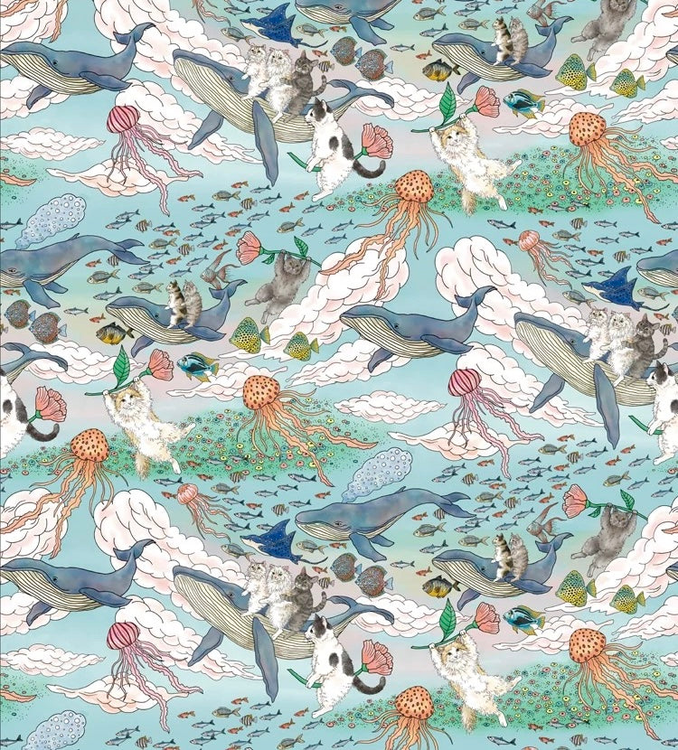 Cat in the ocean top/ shirt / cardigan