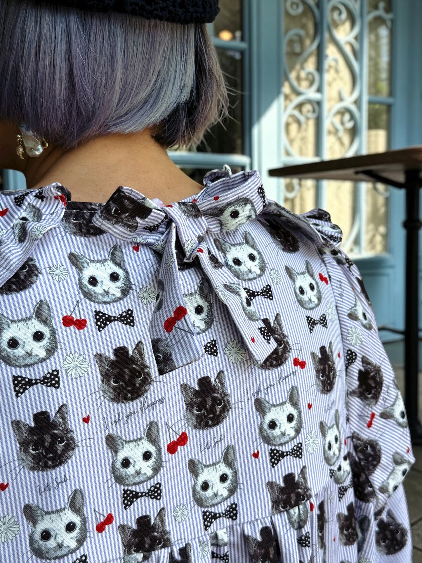 Purple gothic cat dolly neck top