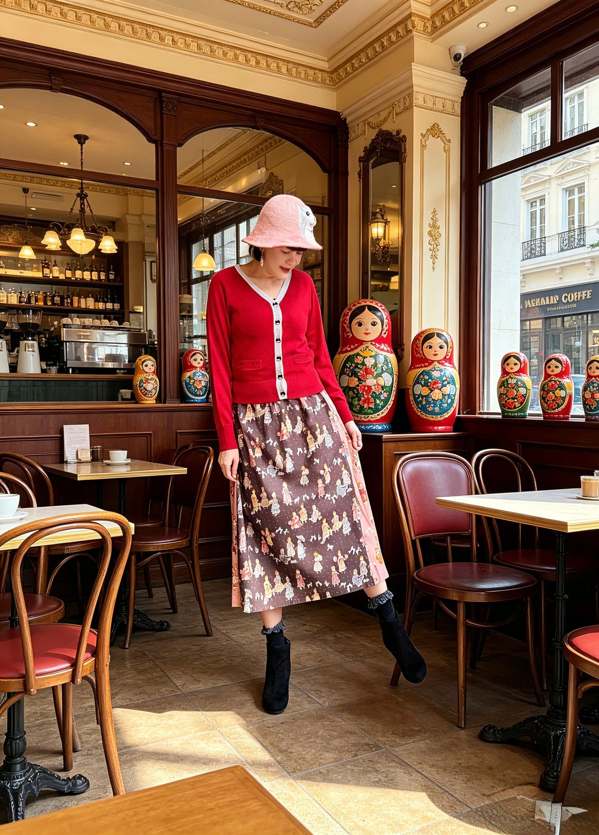 Russian doll girl duo color skirt