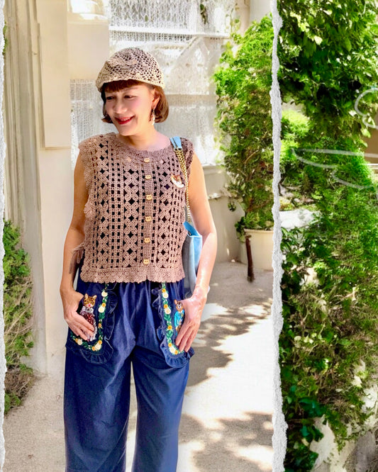Lace crochet embroidery vest cardigan