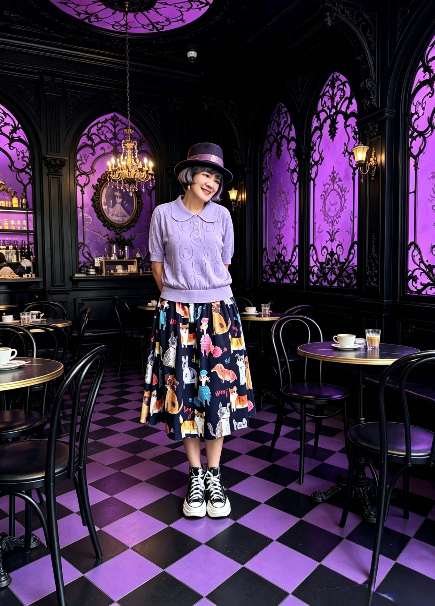 Pointelle Knit and Japanese pattern one piece