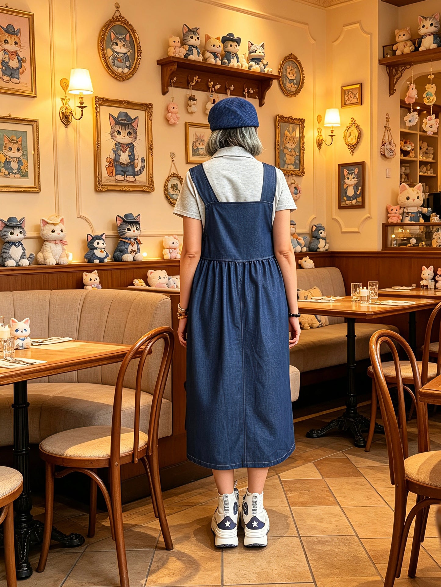 Cowboy cat denim one piece