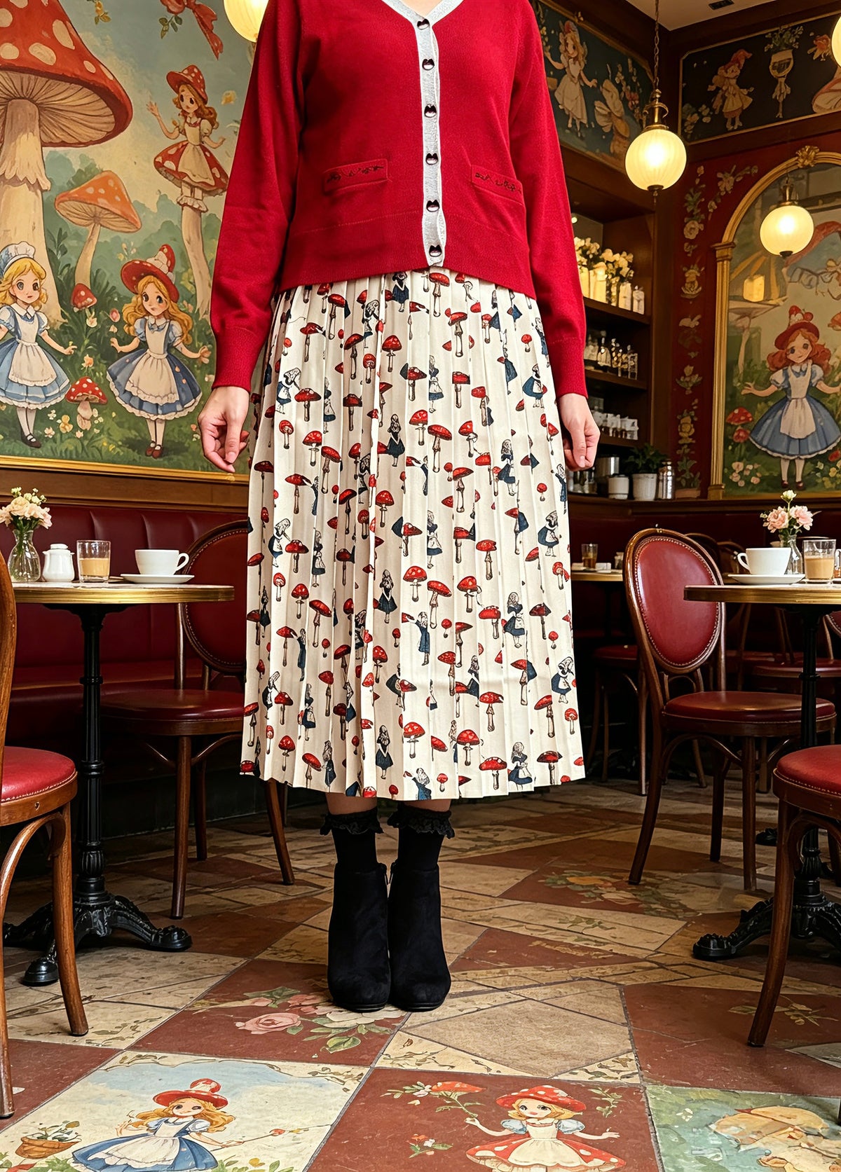 Alice and mushroom duo color skirt