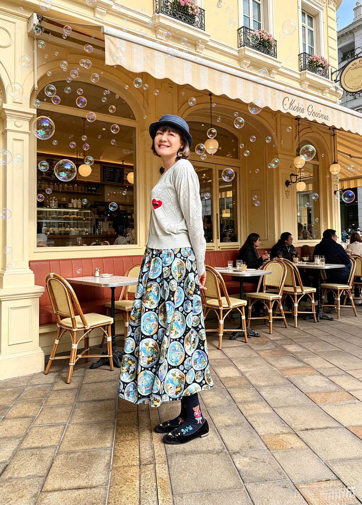 Bubble  cats midi skirt