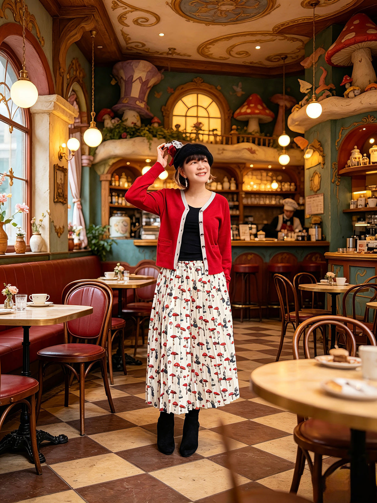 Alice and mushroom duo color skirt