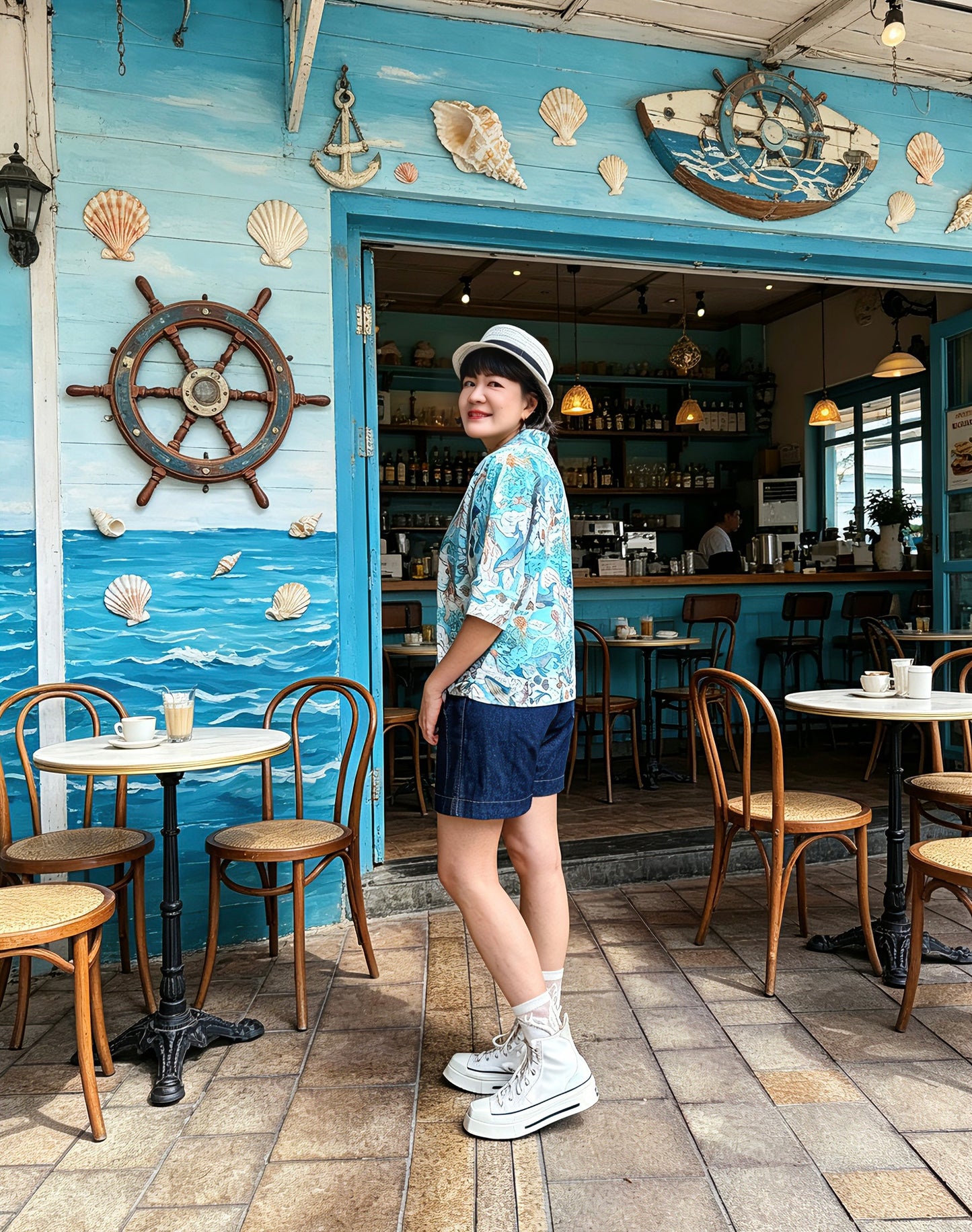 Cat in the ocean top/ shirt / cardigan