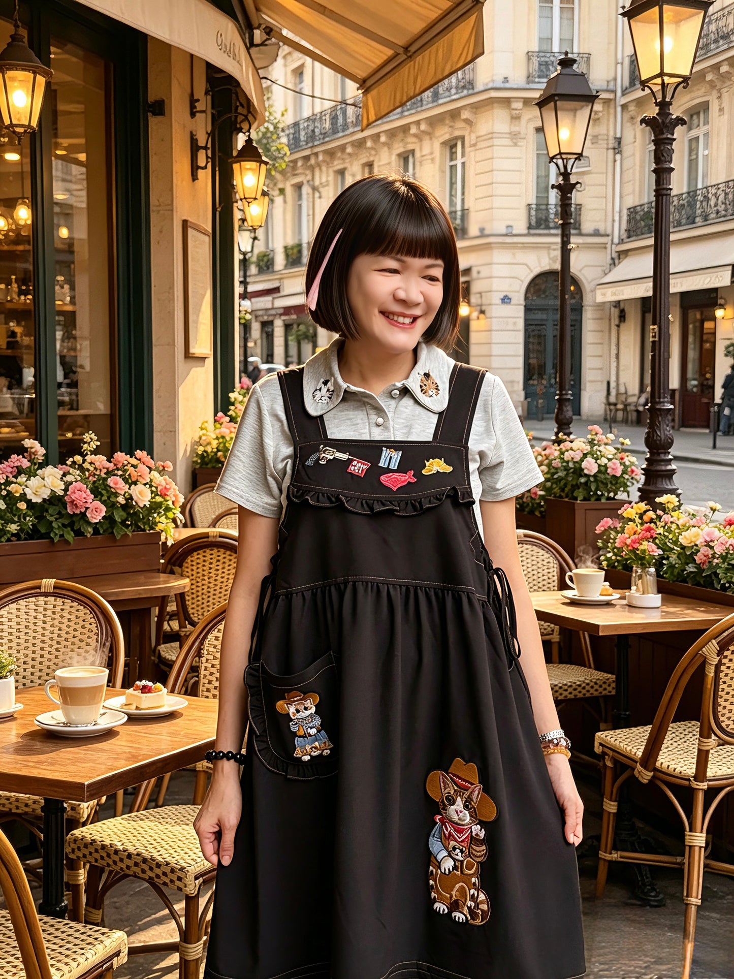 Cowboy cat denim one piece