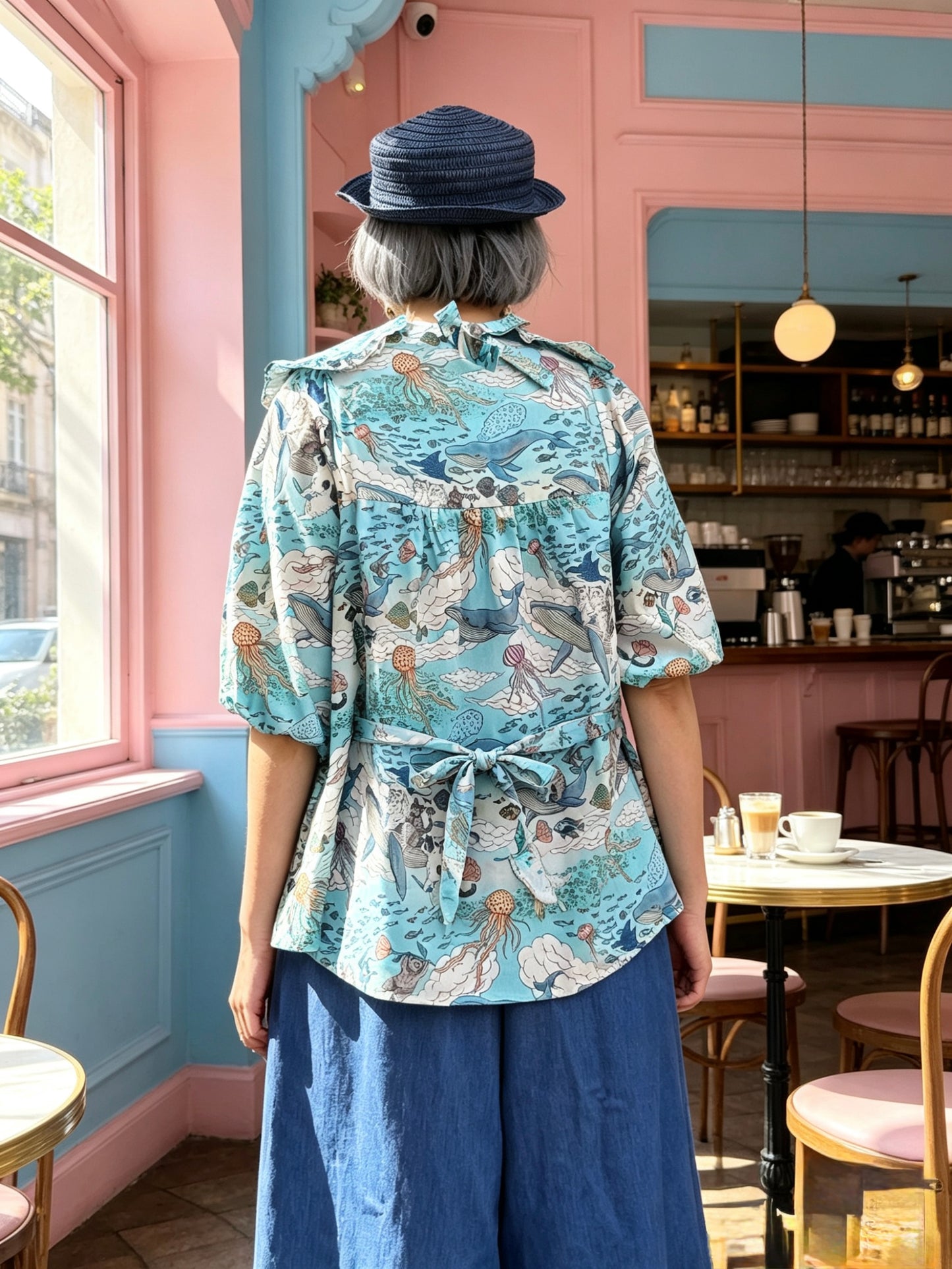 Cats in the ocean dolly neck top