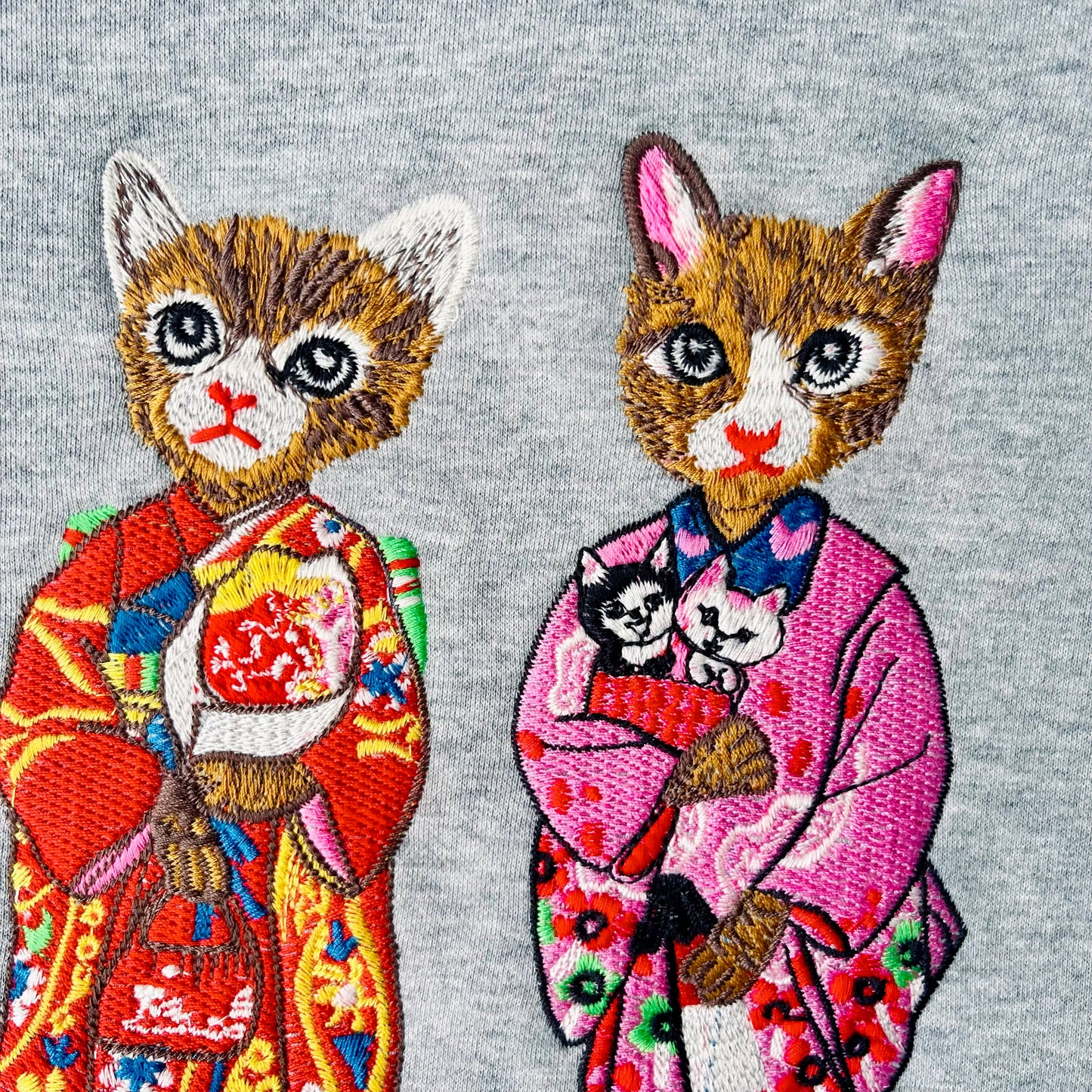 Kimono cat embroidery sweatshirt
