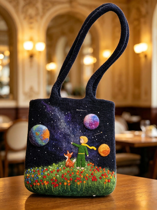 Le little prince handmade felt wool tote bag