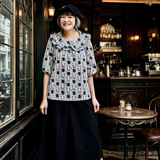 Purple gothic cat dolly neck top