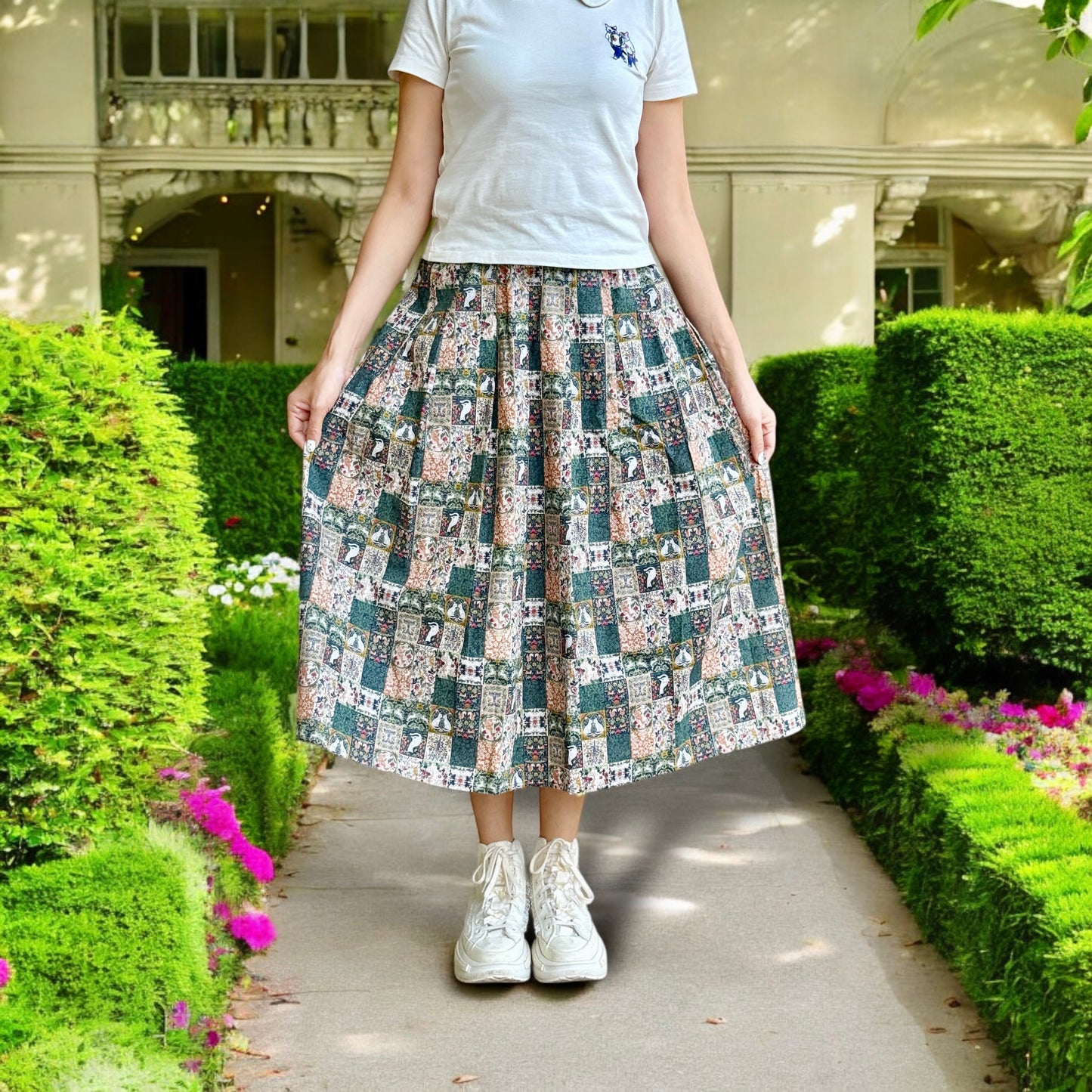 gardening animal midi skirt