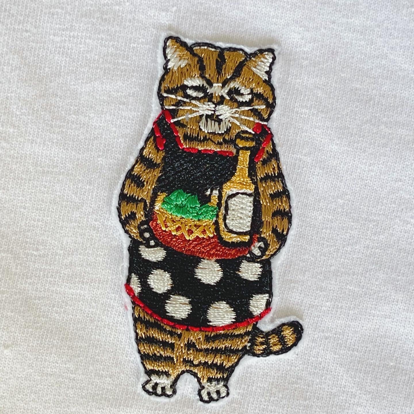 Wine And Cat Lady Embroidery Tee