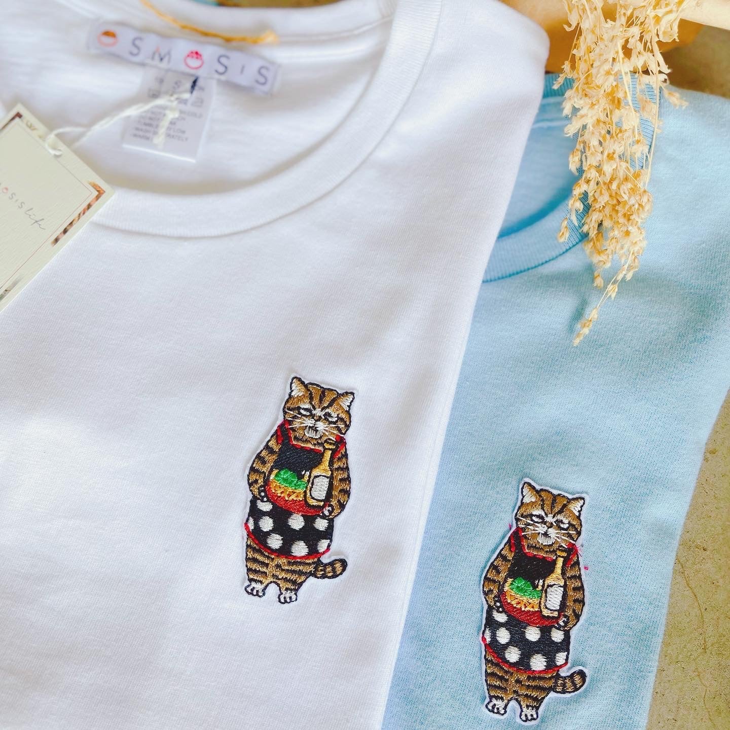 Wine And Cat Lady Embroidery Tee