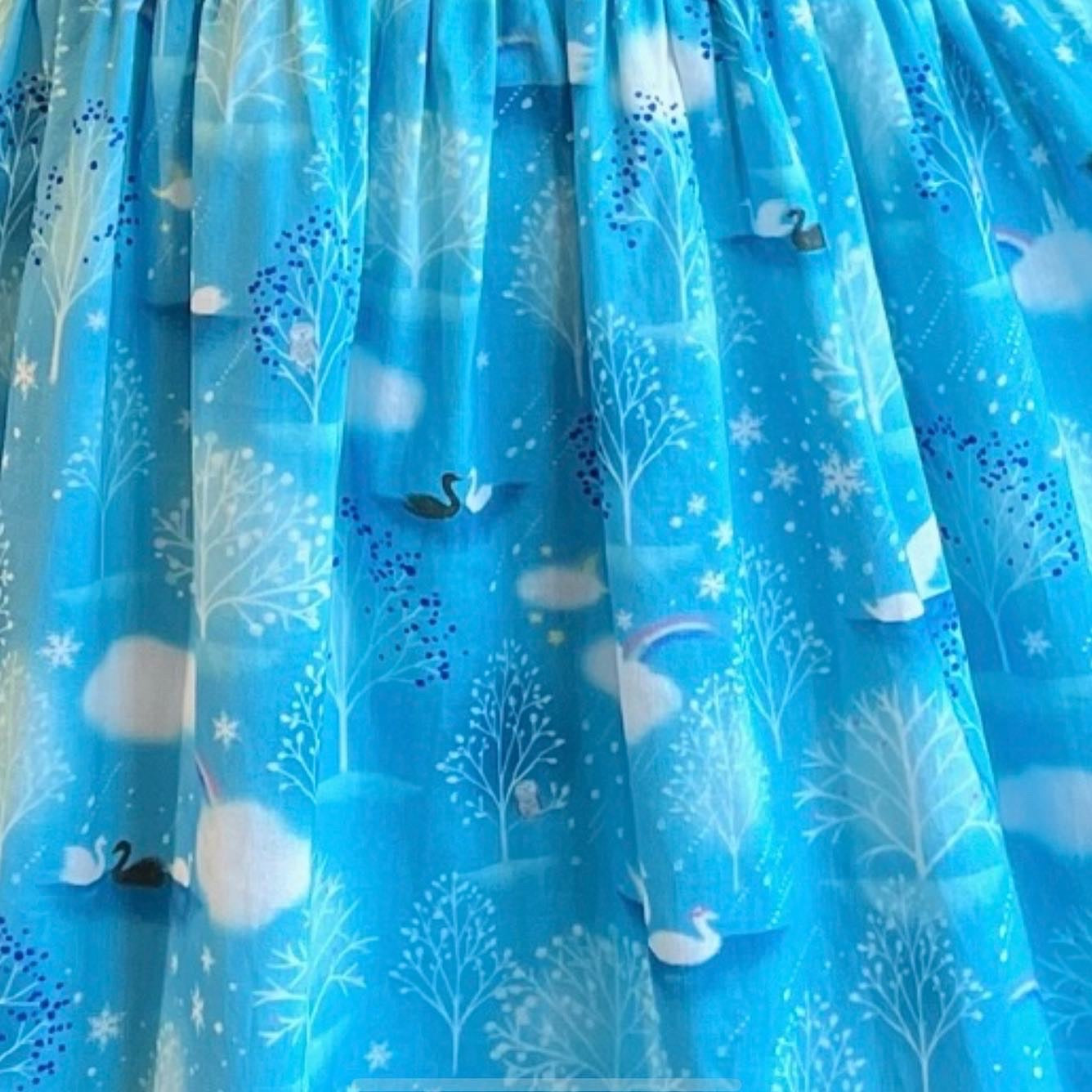 Dreamy Blue Swan Lake Midi Skirt