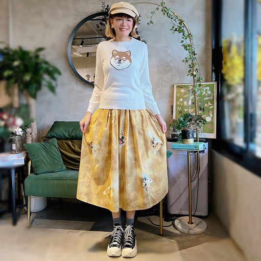Happy Shiba Midi Skirt
