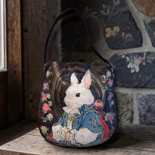 Rabbit noble hand painted leather bag